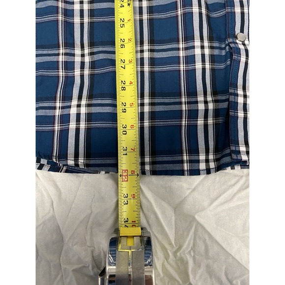 GC Pearl Snap Western Shirt XXL Plaid Blue White Long Sleeve - Picture 7 of 11